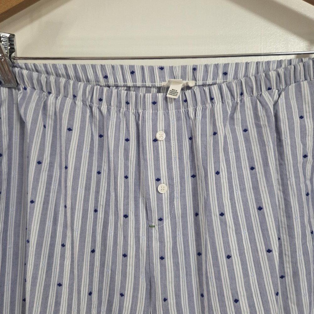 Aerie Blue White Striped Embroidered Dot Wide Leg Pajama Lounge Pants XS NWT - Picture 4 of 6